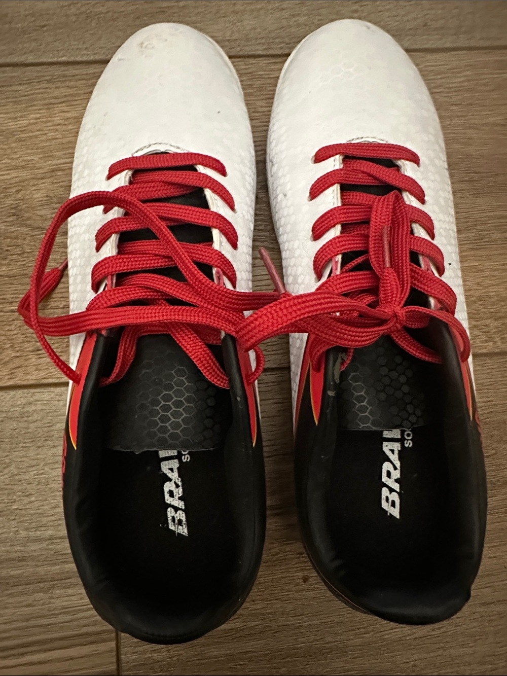 BR4 White & Red Men’s Athletic Shoes with Red Laces